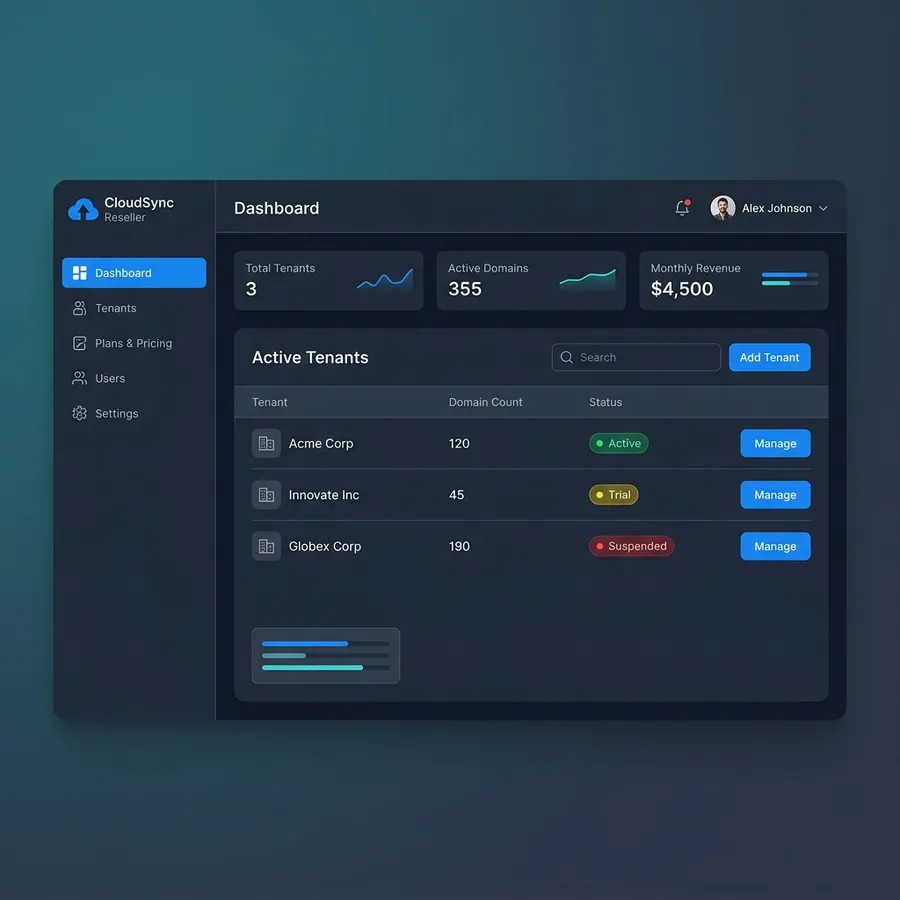 Reseller Dashboard Mockup